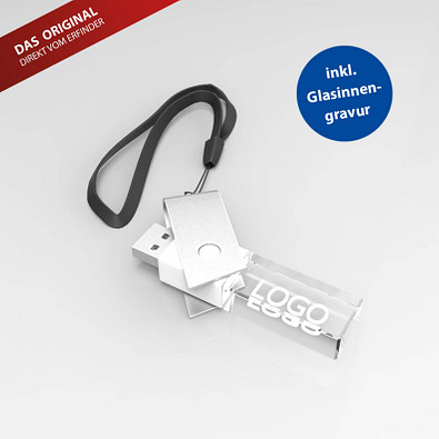 USB-Stick TURN 3D inkl. Gravur, 4 GB, weiß