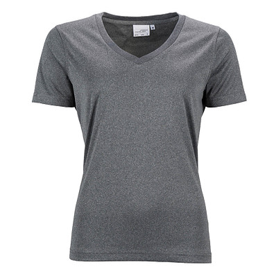 JAMES & NICHOLSON Damen Funktions T-Shirt Active, grau-meliert, M