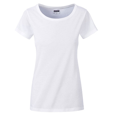 JAMES & NICHOLSON Damen T-Shirt Basic aus Bio-Baumwolle, weiß, S