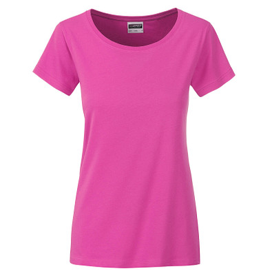 JAMES & NICHOLSON Damen T-Shirt Basic aus Bio-Baumwolle, pink, S