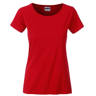 JAMES & NICHOLSON Damen T-Shirt Basic aus Bio-Baumwolle, rot, S