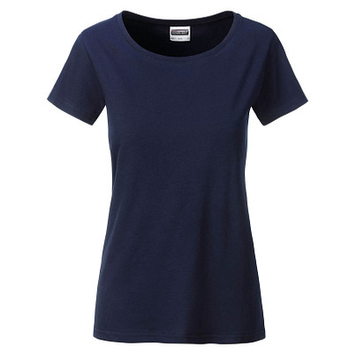 JAMES & NICHOLSON Damen T-Shirt Basic aus Bio-Baumwolle, dunkelblau, S