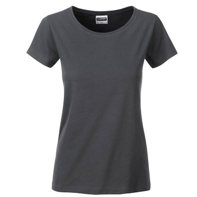 JAMES & NICHOLSON Damen T-Shirt Basic aus Bio-Baumwolle, dunkelgrau, XS