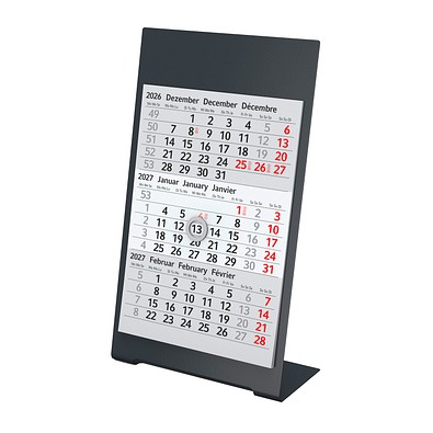 Geiger-Notes 3-Monats-Tischkalender aus Metall 2027/2028, anthrazit