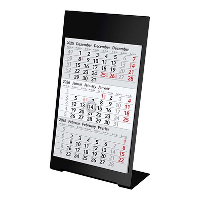 Geiger-Notes 3-Monats-Tischkalender aus Metall 2026/2027, schwarz