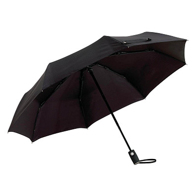 Automatik Windproof Taschenschirm mit farbigem Griff, Schwarz