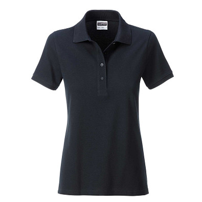 JAMES & NICHOLSON Damen Poloshirt Basic Bio BW, schwarz, XL