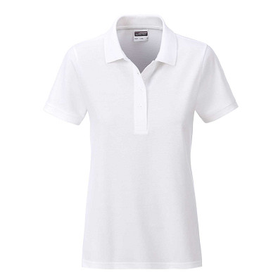 JAMES & NICHOLSON Damen Poloshirt Basic Bio BW, weiß, M