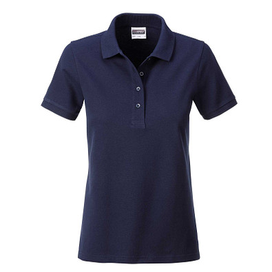 JAMES & NICHOLSON Damen Poloshirt Basic Bio BW, dunkelblau, M