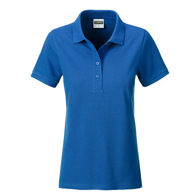 JAMES & NICHOLSON Damen Poloshirt Basic Bio BW, blau, XL