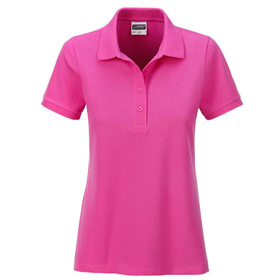 JAMES & NICHOLSON Damen Poloshirt Basic Bio BW, pink, L