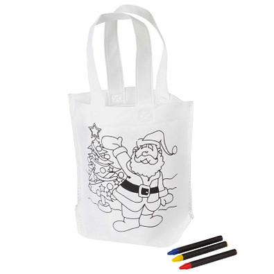 Kindertasche Santa Zum Ausmalen Weihnachtsmann Mit Baum