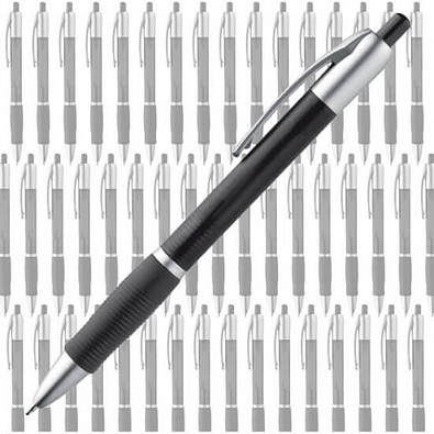 Werbe-Set: 600 Kugelschreiber Trinidad, inkl. Druck, blaue Mine, schwarz/silber Werbe-Set: 600 Kugelschreiber Trinidad, inkl. Druck, blaue Mine, schwarz/silber
