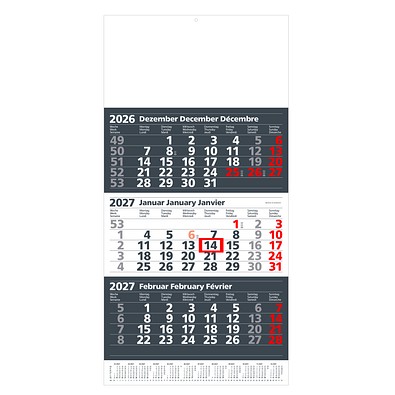 Werbe-Set: 100 Wandkalender Maxi 2026, anthrazit/weiß, inkl. Druck