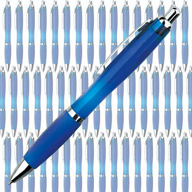 Werbe-Set: 400 Kugelschreiber Rio, inkl. Druck, blau/transparent Werbe-Set: 400 Kugelschreiber Rio, inkl. Druck, blau/transparent