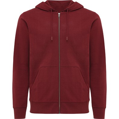 Iqoniq Abisko Zip-Kapuzenpullover aus recycelter Baumwolle, burgunderrot, S