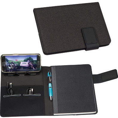 A5 Schreibmappe mit integrierter Powerbank (4.000 mAh) und LED, weiss A5 Schreibmappe mit integrierter Powerbank (4.000 mAh) und LED, weiss