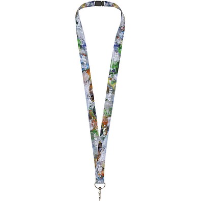Addie Sublimation Lanyard mit Sicherheitsverschluss aus recyceltem PET Kunststoff, schwarz, 20mm