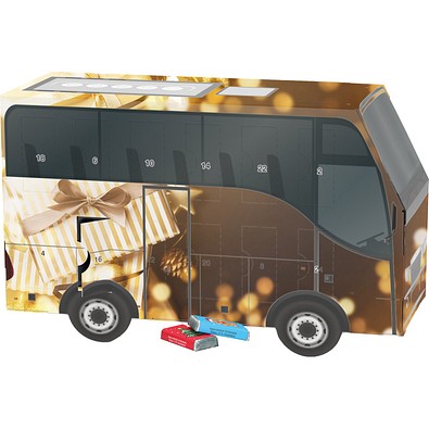 Adventskalender Bus, Alpenmilch-Schokotäfelchen, Gold-Paket