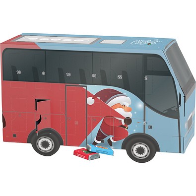 Adventskalender Bus, Alpenmilch-Schokotäfelchen, Little Santa