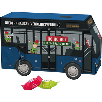 Adventskalender Bus, Ritter SPORT Schokowürfel, inkl. Druck
