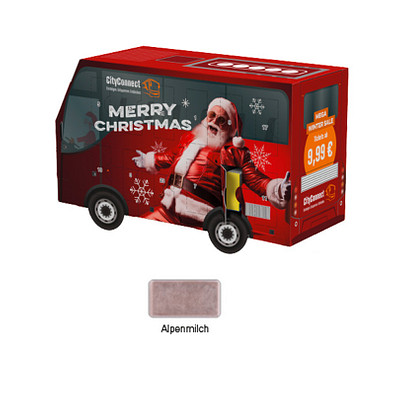 Adventskalender Bus, Schokotäfelchen in Pergamin-Papier, inkl. Druck