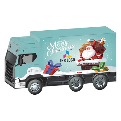 Adventskalender LKW, Lindt Schokotäfelchen, Weihnachtsmann im Kamin