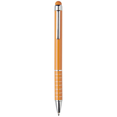 Aluminium glasierter Drehkugelschreiber, schwarze Mine, orange Aluminium glasierter Drehkugelschreiber, schwarze Mine, orange