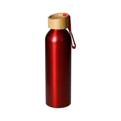 Aluminiumflasche Bamboo 0,6 l, rot/natur