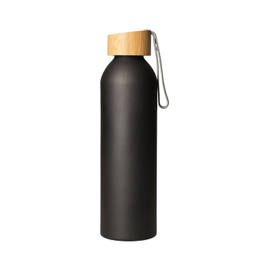 Aluminiumflasche Bamboo, 600 ml, schwarz/natur