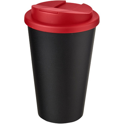 Americano® 350 ml Isolierbecher mit auslaufsicherem Schraubverschluss, schwarz/rot