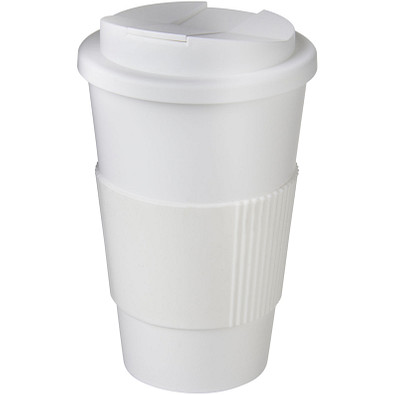 Americano® 350 ml Isolierbecher mit Schutzring & auslaufsicherem Schraubverschluss, weiß/weiß