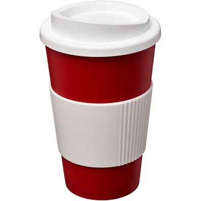 Americano Isolierbecher mit Schutzring, 350 ml, rot,weiss