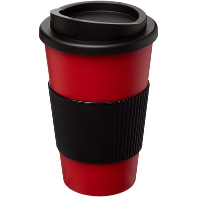 Americano® 350 ml Isolierbecher mit Schutzring, schwarz/rot