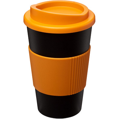 Americano Isolierbecher mit Schutzring, 350 ml, schwarz,orange Americano Isolierbecher mit Schutzring, 350 ml, schwarz,orange