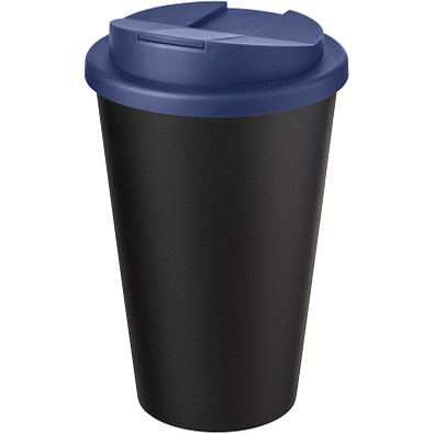Americano® Eco 350 ml recycelter Becher mit auslaufsicherem Deckel, blau