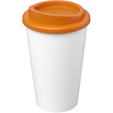 Americano® Eco 350 ml recycelter Becher, weiß/orange