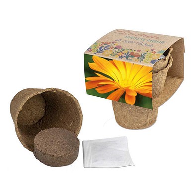 Anzucht-Set mit Samen, Ostern, Ringelblume, 1-seit. Druck