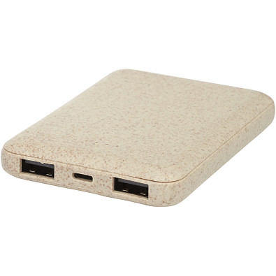 Asama 5000 mAh Powerbank aus Weizenstroh, beige