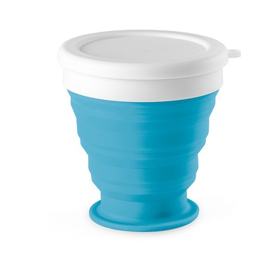 ASTRADA. faltbarer Reisebecher aus Silikon und PP 250 ml, Hellblau