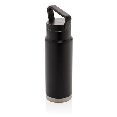 XD COLLECTION Auslaufsichere Vakuum-Flasche mit Tragegriff, 650 ml, schwarz