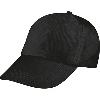 AZO-freie 5 Panel Baumwoll-Baseball-Cap, schwarz