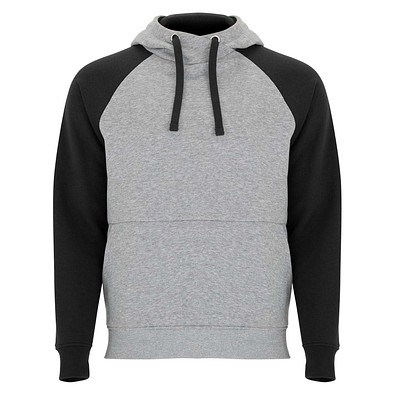 Badet zweifarbiger Kapuzenpullover für Kinder, heather grau / schwarz, 11/12