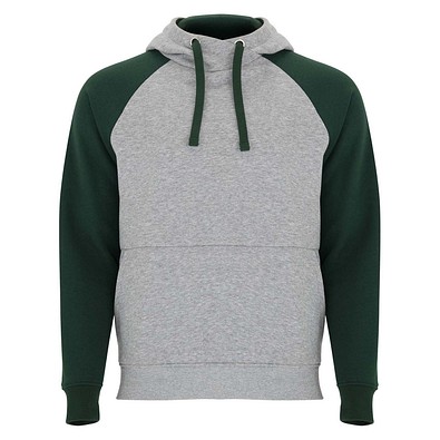Badet zweifarbiger Kapuzenpullover für Kinder, heather grau / dunkelgrün, 9/10