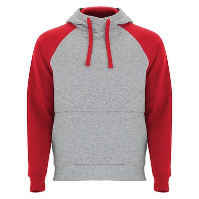 Badet zweifarbiger Kapuzenpullover für Kinder, heather grau / rot, 9/10