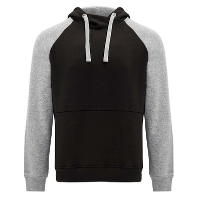 Badet zweifarbiger Kapuzenpullover für Kinder, schwarz / heather grau, 7/8