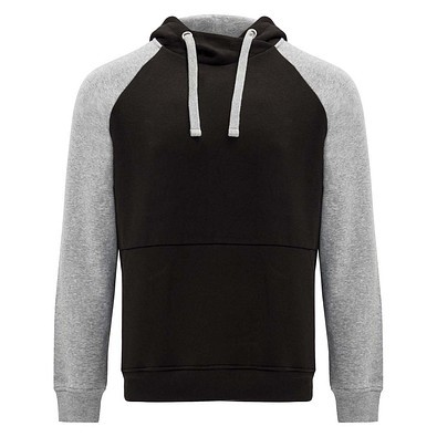 Badet zweifarbiger Kapuzenpullover für Kinder, schwarz / heather grau, 9/10