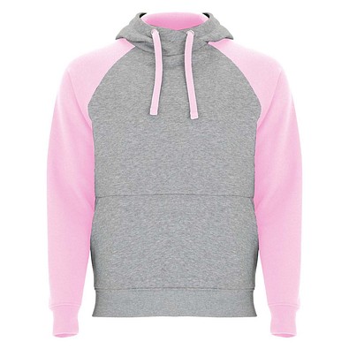 Badet zweifarbiger Kapuzenpullover Unisex, heather grau / hellrosa, L