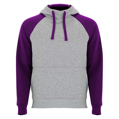 Badet zweifarbiger Kapuzenpullover Unisex, heather grau / lila, L