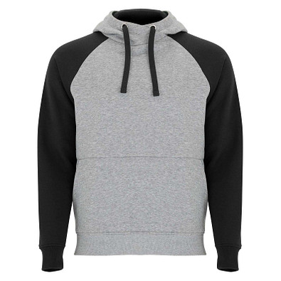 Badet zweifarbiger Kapuzenpullover Unisex, heather grau / schwarz, M